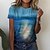 abordables T-shirts-Femme T shirt Tee Rose Claire Bleu Vert Imprimer Océan Vacances Fin de semaine Manche Courte Col Rond basique Normal Abstrait Peinture S