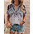 cheap Tops &amp; Blouses-Women&#039;s Shirt Blouse Pink Red Blue Button Print Graphic Casual Holiday Short Sleeve V Neck Basic Regular S