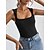 cheap Tank Tops-Women&#039;s Sweater Vest U Neck Ribbed Knit Polyester Cold Shoulder Summer Spring Outdoor Daily Going out Stylish Sexy Soft Sleeveless Solid Color Black White Khaki S M L