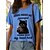 cheap T-Shirts-Women&#039;s T shirt Tee White Pink Blue Print Cat Letter Daily Weekend Short Sleeve Round Neck Basic Regular Cat Painting S