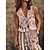 abordables Robes Maxi-Femme Robe casual Robe imprimée robe longue Mode Moderne Lettre Ruché Fendu du quotidien Vacances Sortie Col V Sans Manches Robe Standard Rose Claire Eté Printemps S M L XL XXL