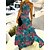 cheap Maxi Dresses-Women&#039;s Casual Dress Swing Dress Print Dress Long Dress Maxi Dress Streetwear Casual Floral Tribal Marbling Print Outdoor Daily Vacation Halter Sleeveless Dress Regular Fit White Brown Dark Blue