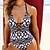 preiswerte Einteiler-Damen Badeanzug Ein Stück Normal Bademode Geometrisch Print Schwarz Bodysuit Badeanzüge Strandbekleidung Sommer Sport