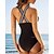 preiswerte Einteiler-Damen Badeanzug Ein Stück Normal Bademode Plaid Print Schwarz Bodysuit Badeanzüge Strandbekleidung Sommer Sport