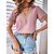 cheap Tops &amp; Blouses-Women&#039;s Shirt Blouse Black White Pink Lace Trims Plain Casual Short Sleeve V Neck Basic Regular S