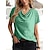abordables T-shirts-Femme T shirt Tee Noir Vert Claire Rouge Bloc de couleur du quotidien Manche Courte Col V basique Normal S