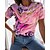 abordables T-shirts-Mujer Camiseta Graphic Rosa Azul Piscina Morado Estampado Manga Corta Diario Fin de semana Básico Escote Redondo Ajuste regular