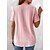 abordables T-shirts-Mujer Camiseta Rosa Botón Ajuste de encaje Plano Diario Fin de semana Manga Corta Escote en Pico Básico Regular S