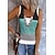 cheap Tank Tops-Women&#039;s Tank Top Green Color Block Button Print Sleeveless Casual Basic V Neck Regular Fit Sleeveless