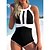 cheap One-Pieces-Women&#039;s Swimwear One Piece Normal Swimsuit Tummy Control Cut Out Printing Color Block Black Bodysuit High Neck Bathing Suits Sports Beach Wear Summer