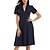 cheap Casual Dresses-Women&#039;s Elegant Holiday Mini Dress Vintage Dress Ruched Button Holiday Tea Party V Neck Solid Color Regular Fit Short Sleeve Summer Spring 2023 Navy Blue S M L XL