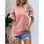 abordables T-shirts-Mujer Camiseta Gris azul Rosa Azul Marino Ajuste de encaje Plano Diario Fin de semana Manga Corta Escote Redondo Básico Regular S