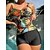 abordables Tankini-Mujer Bañadores Tankini 2 piezas Normal Traje de baño Hoja 2 Piezas Estampado Negro Camiseta sin mangas Trajes de baño Ropa de playa Verano Deportes