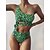 baratos Bikini-Mulheres Roupa de Banho Biquíni Normal roupa de banho Leopardo Cordões 2 Peças Estampado Verde Fatos de banho Roupa de Praia Verão Esportivo