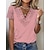 cheap T-Shirts-Basic V Neck Women&#039;s Lace Trim T Shirt
