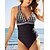 cheap One-Pieces-Women&#039;s Swimwear One Piece Normal Swimsuit Plaid Printing Black Bodysuit Bathing Suits Beach Wear Summer Sports