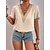 abordables Tops &amp; Blouses-Mujer Camisa Blusa Negro Blanco Rosa Ajuste de encaje Plano Casual Manga Corta Escote en Pico Básico Regular S