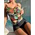 cheap Tankini-Women&#039;s Swimwear Tankini 2 Piece Normal Swimsuit Leaf 2 Piece Printing Black Tank Top Bathing Suits Beach Wear Summer Sports