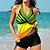 cheap Tankini-Women&#039;s Swimwear Tankini 2 Piece Normal Swimsuit Striped 2 Piece Printing Black Yellow Pink Blue Green Tank Top Bathing Suits Beach Wear Summer Sports