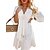 cheap Casual Dresses-Women&#039;s Casual Dress Plain A Line Dress Plain Dress V Neck Lace Trim Mini Dress Outdoor Daily Basic Modern Loose Fit 3/4 Length Sleeve White Summer Spring S M L XL XXL