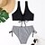 cheap Bikini-Women&#039;s Swimwear Bikini Normal Swimsuit Plain Striped 2 Piece Black Navy Blue Bathing Suits Beach Wear Summer Sports