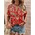 preiswerte Tops &amp; Blouses-Damen Hemd Bluse Blumen Schwarz Rote Grün Taste Bedruckt Kurzarm Casual Festtage Basic V Ausschnitt Regular Fit