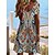 abordables Robes Casual-Femme Robe casual Robe t-shirt Cachemire Imprimer V Profond Mini robe Classique Rendez-vous Manche Courte Eté Printemps