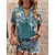 cheap Tops &amp; Blouses-Women&#039;s Shirt Blouse Floral Black Red Green Button Print Short Sleeve Casual Holiday Basic V Neck Regular Fit