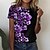 cheap T-Shirts-Women&#039;s T shirt Tee Red Blue Purple Print Floral Holiday Weekend Short Sleeve Round Neck Basic Regular Floral Painting S