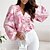 cheap Tops &amp; Blouses-Women&#039;s Shirt Blouse Pink Beige Print Graphic Tribal Work Casual Long Sleeve Shirt Collar Bohemian Style Boho Lantern Sleeve S