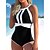 cheap One-Pieces-Women&#039;s Swimwear One Piece Normal Swimsuit Tummy Control Cut Out Printing Color Block Black Bodysuit High Neck Bathing Suits Sports Beach Wear Summer