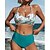 baratos Bikini-Mulheres Roupa de Banho Biquíni Normal roupa de banho Floral 2 Peças Estampado Verde Fatos de banho Roupa de Praia Verão Esportivo