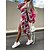 cheap Casual Dresses-Women&#039;s Red Floral Midi Dress with Stand Collar