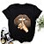 cheap T-Shirts-Women&#039;s Basic Black Tee with Leopard Lip Print