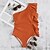cheap One-Pieces-Women&#039;s Swimwear One Piece Normal Swimsuit Solid Color Ruffle One Shoulder Black Orange Green Rose Red Bodysuit Bathing Suits Beach Wear Summer Sports