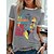 billige T-shirts-Dame Tunika Sort Hvid Gul Trykt mønster Grafisk Afslappet Kortærmet Rund hals Basale Normal Tynd Portræt S