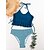 cheap Tankini-Women&#039;s Swimwear Bikini Normal Swimsuit Striped Ruffle 2 Piece Printing Blue Bathing Suits Beach Wear Summer Sports