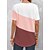 abordables T-shirts-Mujer Camiseta Rosa Botón Ajuste de encaje Bloque de color Diario Fin de semana Manga Corta Escote en Pico Básico Regular S