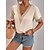 baratos Tops &amp; Blouses-Mulheres Camisa Social Blusa Preto Branco Rosa Guarnição do laço Tecido Casual Manga Curta Decote V Básico Padrão S