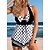 cheap Tankini-Women&#039;s Swimwear Tankini 2 Piece Normal Swimsuit Polka Dot 2 Piece Printing Black Bathing Suits Summer Sports