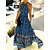 cheap Maxi Dresses-Women&#039;s Casual Dress Swing Dress Print Dress Long Dress Maxi Dress Streetwear Casual Floral Tribal Marbling Print Outdoor Daily Vacation Halter Sleeveless Dress Regular Fit White Brown Dark Blue