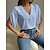 baratos Tops &amp; Blouses-Mulheres Camisa Social Blusa Azul Claro Branco Rosa Guarnição do laço Tecido Casual Meia Manga Decote V Básico Padrão S