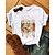 economico T-shirts-Per donna maglietta Bianco Stampa Labbro Testo Giornaliero Fine settimana Manica corta Rotonda Essenziale Standard Pittura S