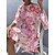 cheap Casual Dresses-Women&#039;s Casual Dress Floral Summer Dress Print Dress Crew Neck Ruched Ruffle Mini Dress Flared Sleeve Daily Holiday Fashion Modern Loose Fit 3/4 Length Sleeve Pink Summer Spring S M L XL XXL