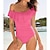 cheap One-Pieces-Women&#039;s Swimwear One Piece Normal Swimsuit Solid Color Ruffle Yellow Pink Bodysuit Bathing Suits Beach Wear Summer Sports