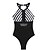 cheap One-Pieces-Women&#039;s Swimwear One Piece Normal Swimsuit Striped Mesh Patchwork Black White Blue Dark Gray Bodysuit Bathing Suits Beach Wear Summer Sports