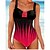cheap One-Pieces-Women&#039;s Swimwear One Piece Normal Swimsuit Tummy Control Printing Gradient Color Beach Wear Summer Bathing Suits