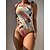 preiswerte Einteiler-Damen Badeanzug Ein Stück Normal Bademode Graffiti Print Grün Bodysuit Badeanzüge Strandbekleidung Sommer Sport