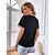 cheap Tops &amp; Blouses-Women&#039;s Shirt Blouse Black White Pink Lace Trims Plain Casual Short Sleeve V Neck Basic Regular S