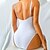cheap One-Pieces-Women&#039;s Swimwear One Piece Normal Swimsuit Floral Printing White Bodysuit Bathing Suits Beach Wear Summer Sports